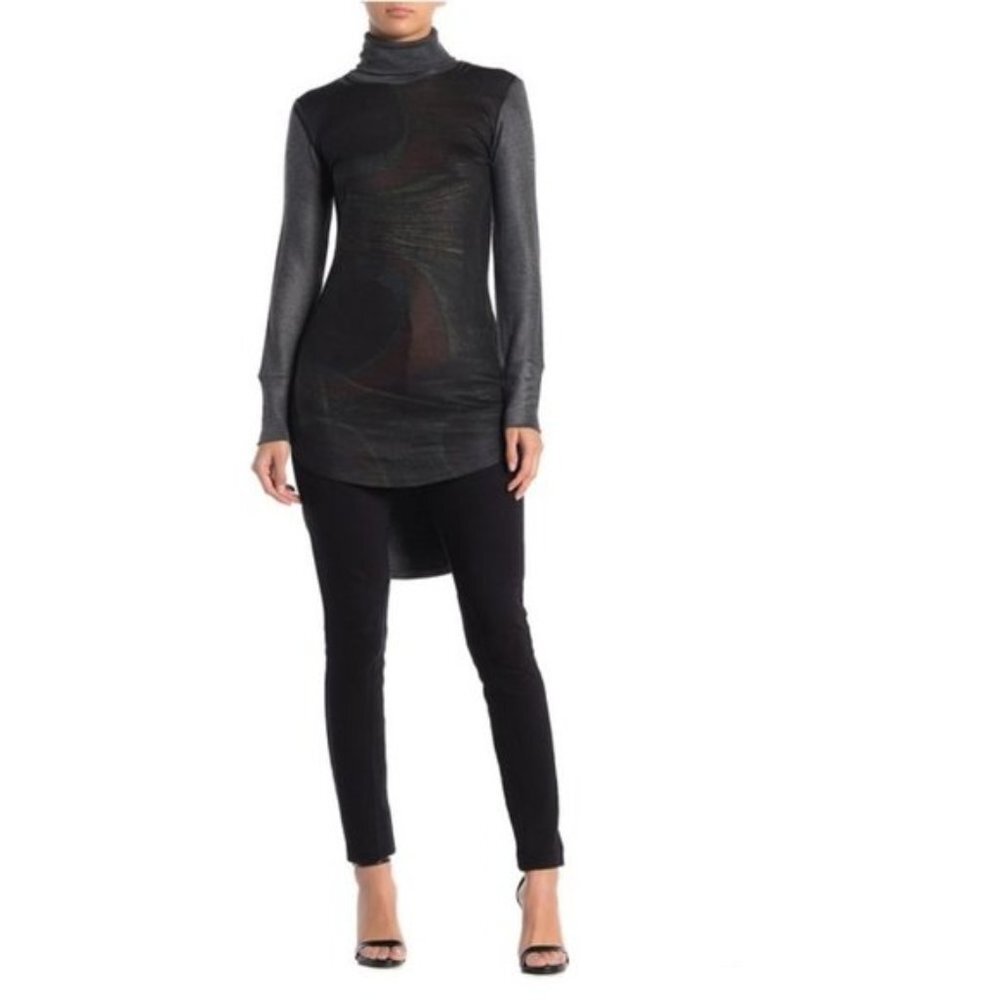 Go Couture Turtleneck High/Low Hem Tunic Sweater